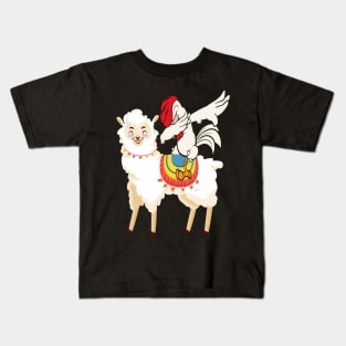 Dabbing Turkey riding Llama Kids T-Shirt